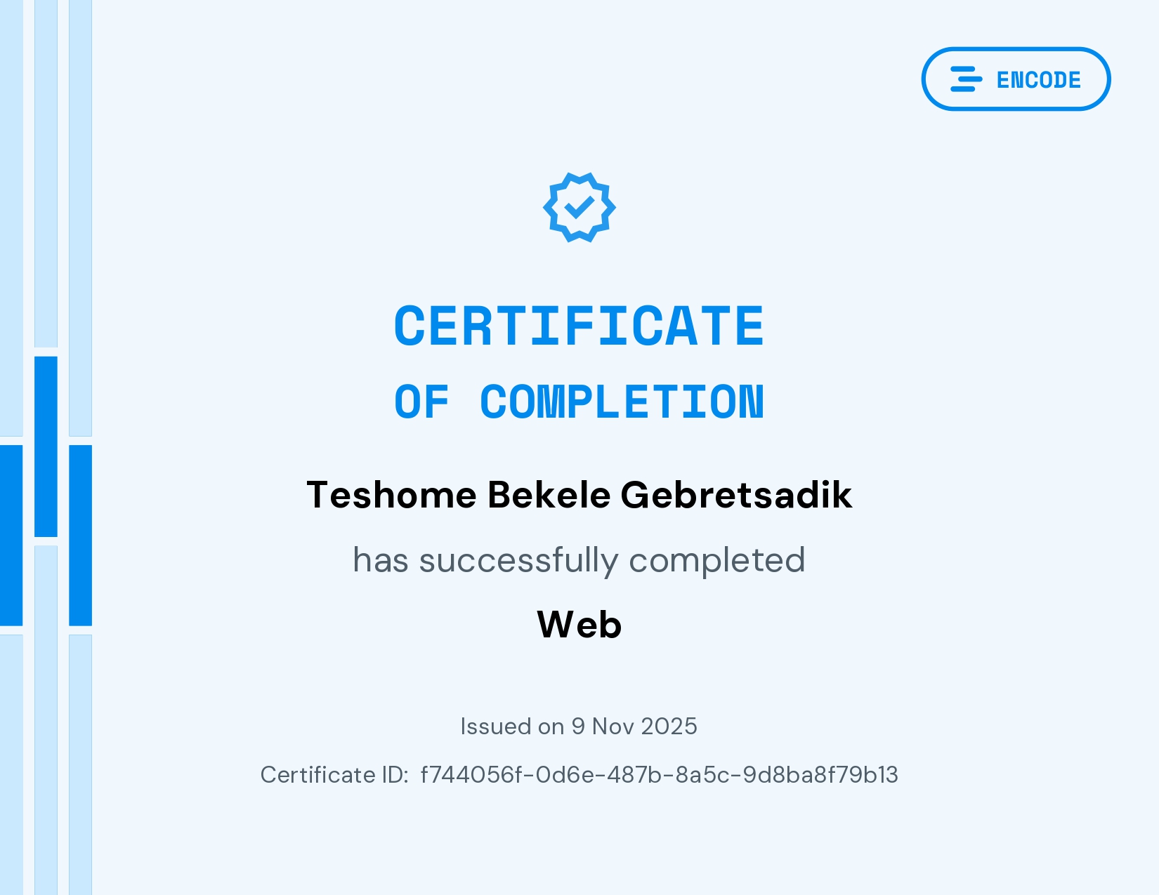 Encode Web Certificate